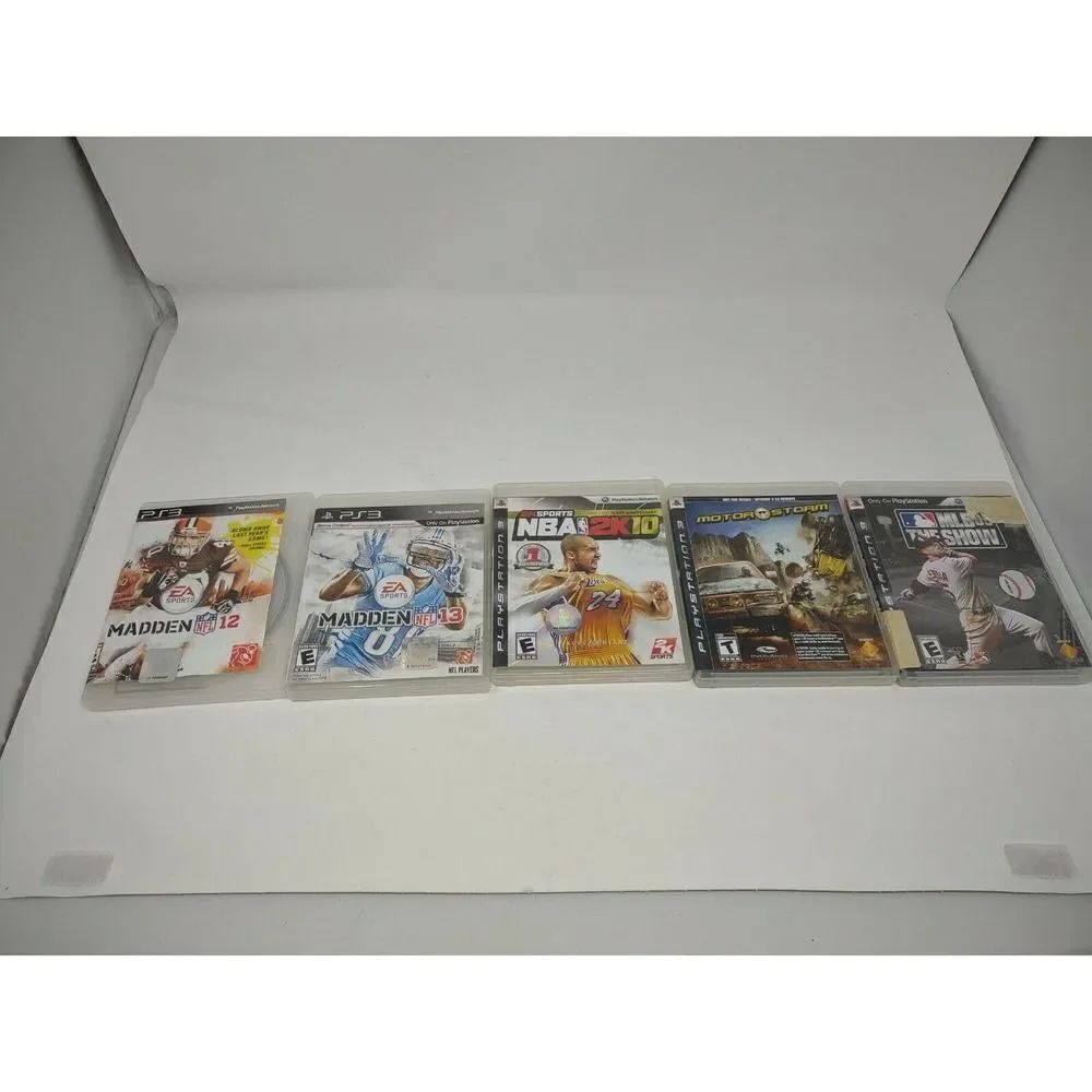 PS3 Sport Games Lot of 5 Madden 12/13, NBA 2K10, Motorstorm, MLB 09 The Show